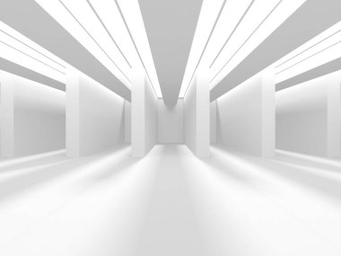 Soyut Beyaz Mimari Tasarım Konsepti. 3d Görüntüleme