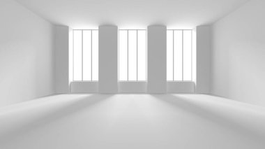 Soyut Beyaz Mimari Tasarım Konsepti. 3d Görüntüleme