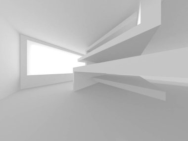 Soyut Beyaz Mimari Tasarım Konsepti. 3d Görüntüleme