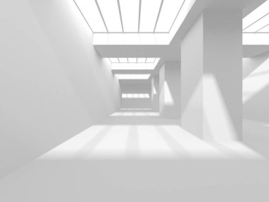 Soyut Beyaz Mimari Tasarım Konsepti. 3d Görüntüleme