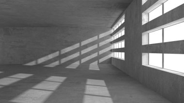 Dark Beton Duvar Mimarisi. Boş Oda. 3d Görüntüleme