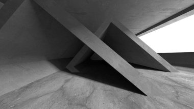 Dark Beton Duvar Mimarisi. Boş Oda. 3d Görüntüleme