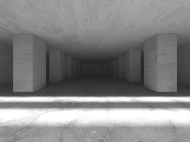 Dark Beton Duvar Mimarisi. Boş Oda. 3d Görüntüleme