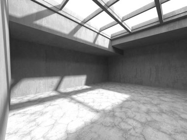 Dark Beton Duvar Mimarisi. Boş Oda. 3d Görüntüleme