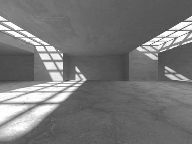 Dark Beton Duvar Mimarisi. Boş Oda. 3d Görüntüleme