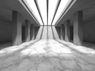 Dark Beton Duvar Mimarisi. Boş Oda. 3d Görüntüleme