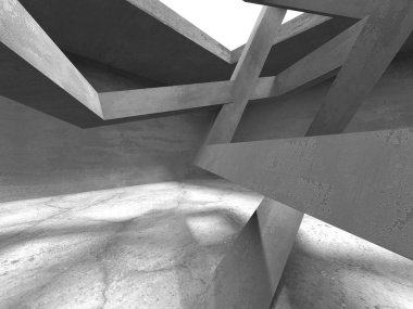 Dark Beton Duvar Mimarisi. Boş Oda. 3d Görüntüleme