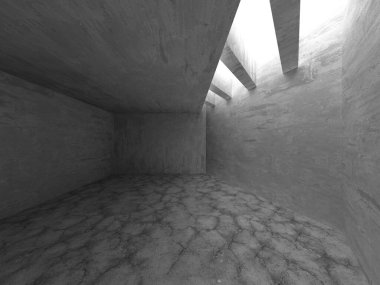 Dark Beton Duvar Mimarisi. Boş Oda. 3d Görüntüleme