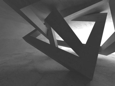 Dark Beton Duvar Mimarisi. Boş Oda. 3d Görüntüleme