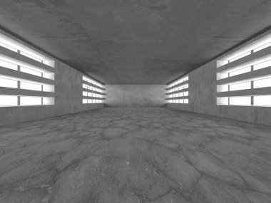 Dark Beton Duvar Mimarisi. Boş Oda. 3d Görüntüleme