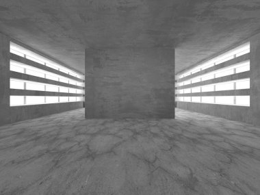 Dark Beton Duvar Mimarisi. Boş Oda. 3d Görüntüleme