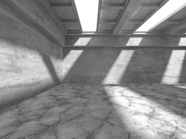 Dark Beton Duvar Mimarisi. Boş Oda. 3d Görüntüleme