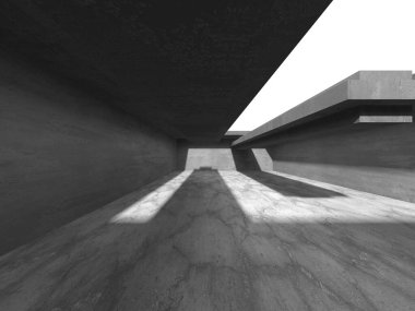 Soyut mimari arka plan. İçi boş beton döşeme. 3d hazırlayıcı