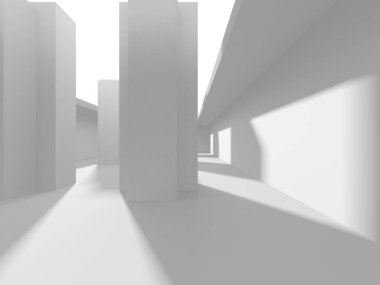 Aydınlatılmış koridor iç tasarımı. Boş Oda İç mimarisi. 3 Boyutlu Hazırlama