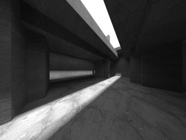 Soyut mimari arka plan. İçi boş beton döşeme. 3d hazırlayıcı