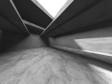 Soyut mimari arka plan. İçi boş beton döşeme. 3d hazırlayıcı