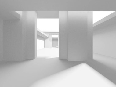 Aydınlatılmış koridor iç tasarımı. Boş Oda İç mimarisi. 3 Boyutlu Hazırlama