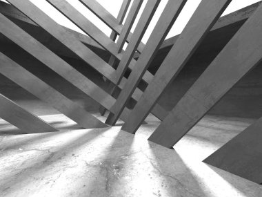 Soyut mimari iç plan. Boş beton oda. 3d hazırlayıcı