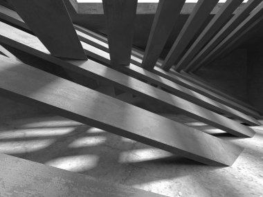 Soyut mimari arka plan. İçi boş beton döşeme. 3d hazırlayıcı