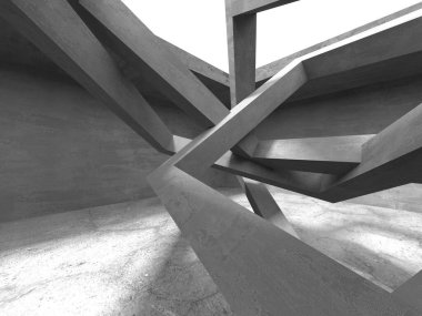 Soyut mimari arka plan. İçi boş beton döşeme. 3d hazırlayıcı