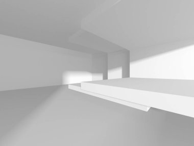 Beyaz Modern Arkaplan. Soyut Bina Konsepti. 3d Hazırlama