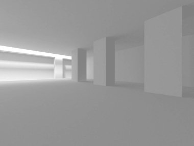 Beyaz Modern Arkaplan. Soyut Bina Konsepti. 3d Hazırlama