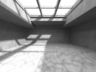 Soyut mimari iç plan. Boş beton oda. 3d hazırlayıcı