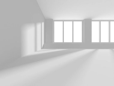 Beyaz Modern Arkaplan. Soyut Bina Konsepti. 3d Hazırlama