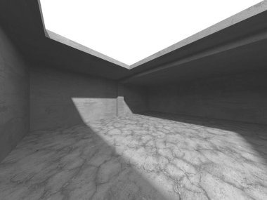Soyut mimari arka plan. İçi boş beton döşeme. 3d hazırlayıcı