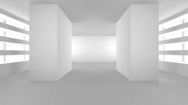 Soyut Beyaz Mimari Tasarım Konsepti. 3d Görüntüleme