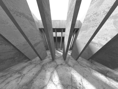 Soyut mimari arka plan. İçi boş beton döşeme. 3d hazırlayıcı