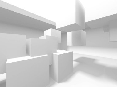 Soyut Beyaz Mimari Tasarım Konsepti. 3d Görüntüleme