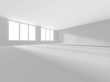 Soyut Beyaz Mimari Tasarım Konsepti. 3d Görüntüleme