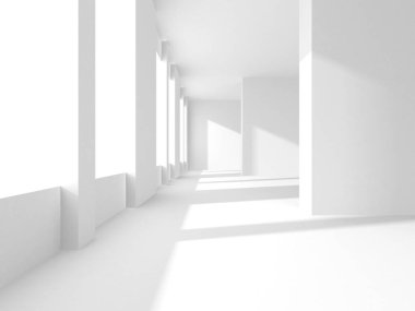 Soyut Beyaz Mimari Tasarım Konsepti. 3d Görüntüleme