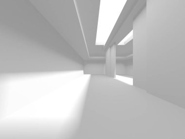 Soyut Beyaz Mimari Tasarım Konsepti. 3d Görüntüleme