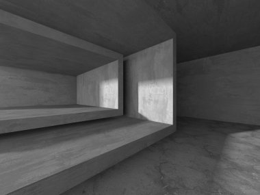 Dark Beton Duvar Mimarisi. Boş Oda. 3d Görüntüleme