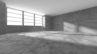 Dark Beton Duvar Mimarisi. Boş Oda. 3d Görüntüleme