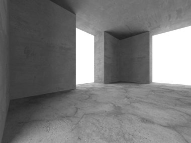 Dark Beton Duvar Mimarisi. Boş Oda. 3d Görüntüleme