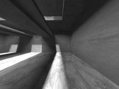 Dark Beton Duvar Mimarisi. Boş Oda. 3d Görüntüleme