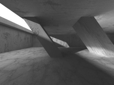 Soyut mimari iç plan. Boş beton oda. 3d hazırlayıcı