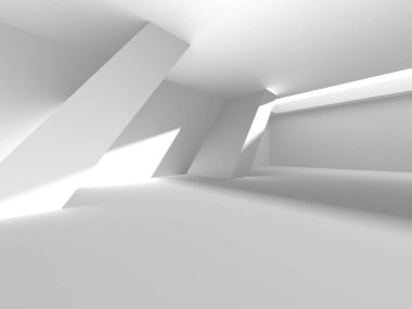 Aydınlatılmış koridor iç tasarımı. Boş Oda İç mimarisi. 3 Boyutlu Hazırlama