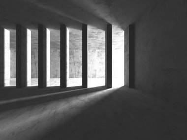 Soyut mimari arka plan. İçi boş beton döşeme. 3d hazırlayıcı