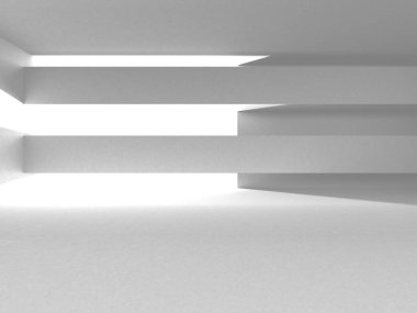 Aydınlatılmış koridor iç tasarımı. Boş Oda İç mimarisi. 3 Boyutlu Hazırlama