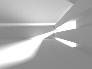 Aydınlatılmış koridor iç tasarımı. Boş Oda İç mimarisi. 3 Boyutlu Hazırlama