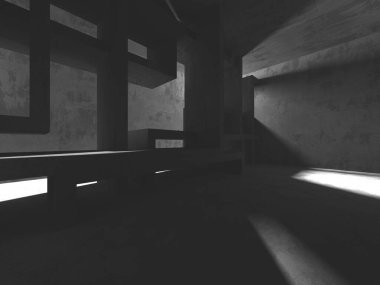 Soyut mimari arka plan. İçi boş beton döşeme. 3d hazırlayıcı