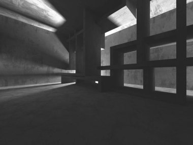 Soyut mimari arka plan. İçi boş beton döşeme. 3d hazırlayıcı