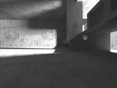 Soyut mimari arka plan. İçi boş beton döşeme. 3d hazırlayıcı