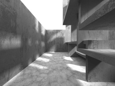 Soyut mimari arka plan. İçi boş beton döşeme. 3d hazırlayıcı
