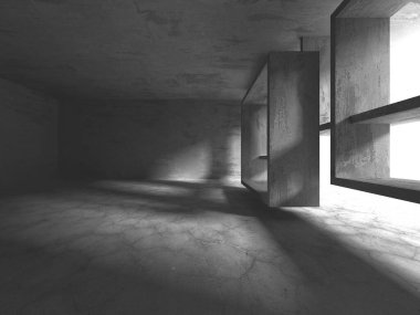 Soyut mimari arka plan. İçi boş beton döşeme. 3d hazırlayıcı