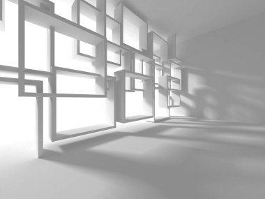 Aydınlatılmış koridor iç tasarımı. Boş Oda İç mimarisi. 3 Boyutlu Hazırlama